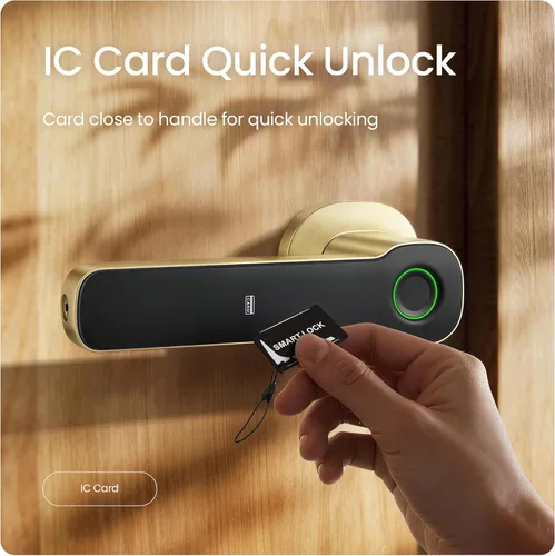 Miniatura 5 de Leydebong Cerradura de puerta inteligente con huella digital, tarjeta IC y teclado, cerradura electrónica 5 en 1 con control de aplicación, fácil