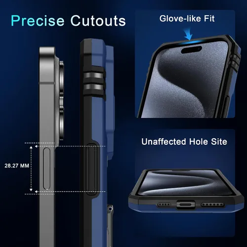 Miniatura 297 de DEERLAMN Funda para iPhone Xs Max con funda deslizante para cámara + protector de pantalla, soporte giratorio de anillo de grado militar a prueba