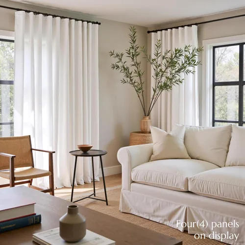 Miniatura 139 de JINCHAN Cortinas de mezcla de lino de 84 pulgadas de largo, 2 paneles para dormitorio y sala de estar, cortinas de campo con filtro de luz de 50