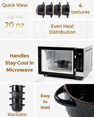 Miniatura 5 de GBhome Cuencos de sopa de 22 onzas con asas y tapas grandes, juego de 4 cuencos de cerámica con cuchara para sopa, cereales, estofado, coloridos