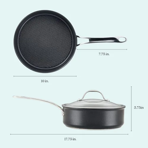 Miniatura 7 de Anolon X Hybrid Sartén Saltear Antiadherente de Inducción con Tapa, 3.5 Cuartos - Gris Carbón