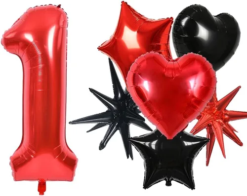 Miniatura 14 de TONIFUL Globos rojos de números grandes de 40 pulgadas del 0 al 9, número 0 digital 0 de papel de aluminio de helio, globos de número grande