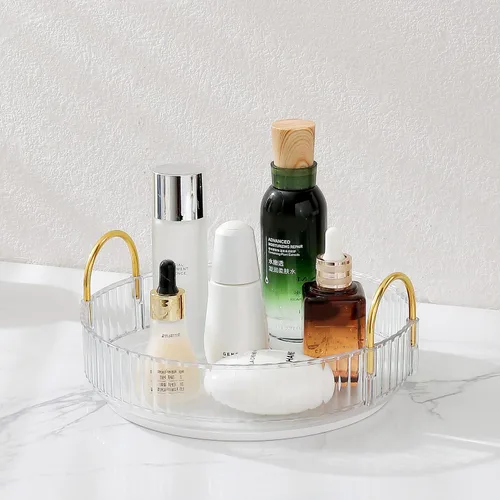 Miniatura 14 de Aveniee Organizador de maquillaje giratorio de 360 grados para tocador, organizadores de baño mejorados para perfume y cuidado de la piel