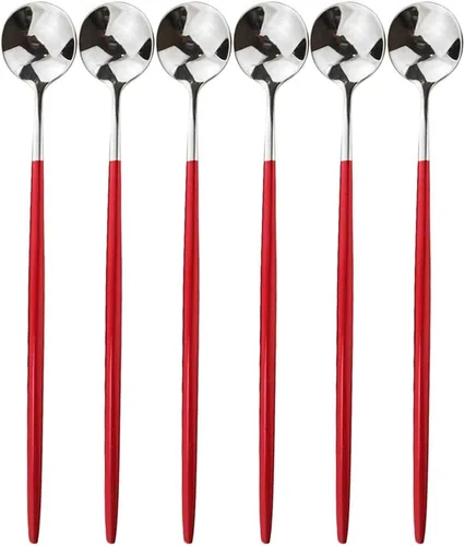 Miniatura 7 de Cubertería de acero inoxidable 304 de cobre de mango largo Cucharas de té de helado Cucharas de mezcla Vajilla Vajilla Servicio de cocina Juego