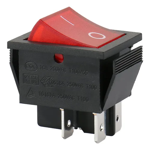 Miniatura 3 de BAOMAIN Interruptor basculante DPST, encendido/apagado de 4 pines 16A 250 V CA, interruptor de alimentación iluminado LED rojo, reconocido por UL