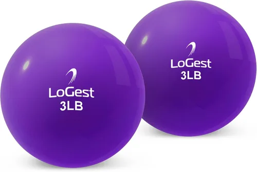 Miniatura 10 de Logest Par de pelotas de ejercicio de tonificación ponderada, bola medicinal de forma redonda, 1 libra, 2 libras, 3 libras, 4 libras, 5 libras, 6