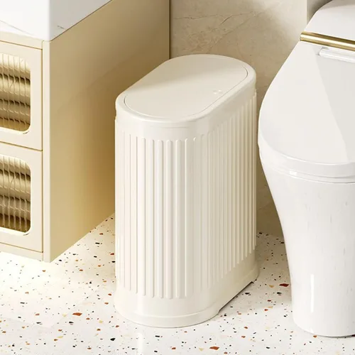 Miniatura 5 de Cubo de basura de 1.6 galones con tapa, cubo de basura pequeño para baño, cubo de basura delgado con cubo interior, contenedor de basura con tapa