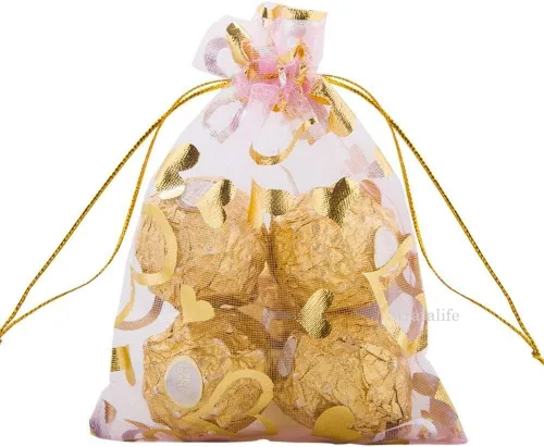 Stratalife - Bolsas de organza con cordón de malla de 4 x 6 pulgadas, bolsas de joyería a granel, bolsas de recuerdos de fiesta para bodas, baby 50