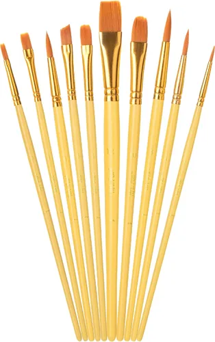 Miniatura 20 de Mr. Pen - Juego de pinceles de pintura acrílica, paquete de 10, punta redonda y puntiaguda, pinceles de nailon para acuarela, óleo, roca, cara