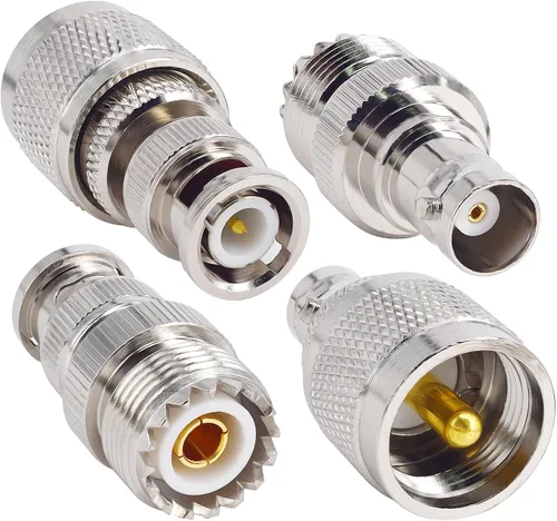 onelinkmore Kit de adaptador de 4 tipos BNC a UHF (PL-259/SO-239) - Juego de conectores coaxiales de RF para escáneres de mano, antenas de radio CB,