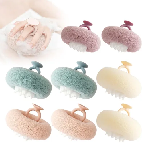 Bola de baño con ventosa de girasol súper suave, bola de baño de girasol 2 en 1 con ventosa colgante y absorbible, esponjas de baño exfoliantes para