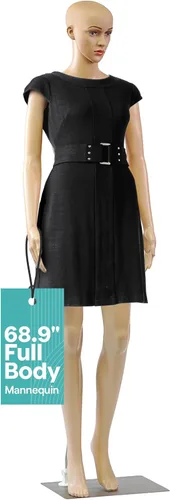 Miniatura 10 de SereneLife Torso de maniquí de cuerpo completo femenino realista, forma de vestido ajustable de 68.9 pulgadas con rotación de cabeza de 360°