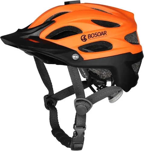Miniatura 9 de Casco de bicicleta de montaña Bosoar, casco de ciclismo para adultos con soporte para cámara y visera desmontable para hombres, mujeres y jóvenes