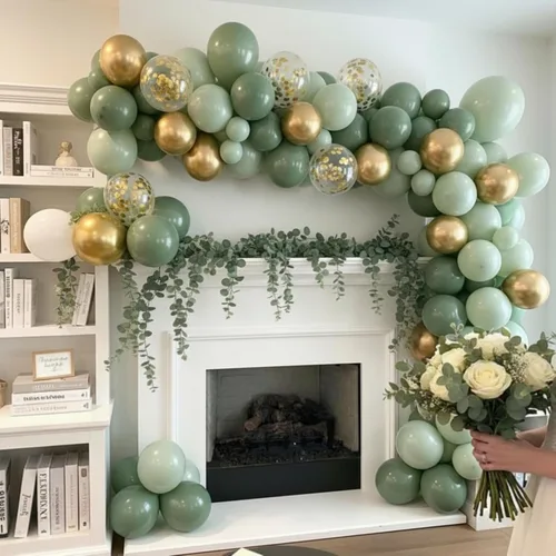 Miniatura 5 de TecUnite - 80 globos de látex de 12”, diseño de confeti, globos metálicos, para fiestas de Navidad, Halloween, San Valentín, 4 de Julio, boda