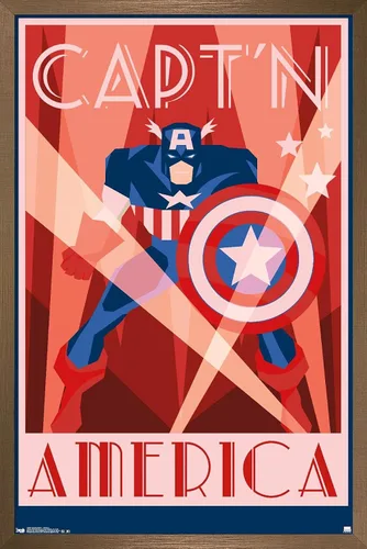 Miniatura 13 de Trends International Marvel Comics - Póster de pared Art Deco del Capitán América, 22.375 x 34 pulgadas, versión premium sin marco