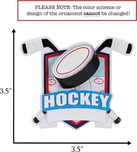 Miniatura 2 de Adorno de Navidad personalizado de hockey sobre hielo 2026 Palos de hockey y disco de decoración de árbol de Navidad para niños y niñas Regalo