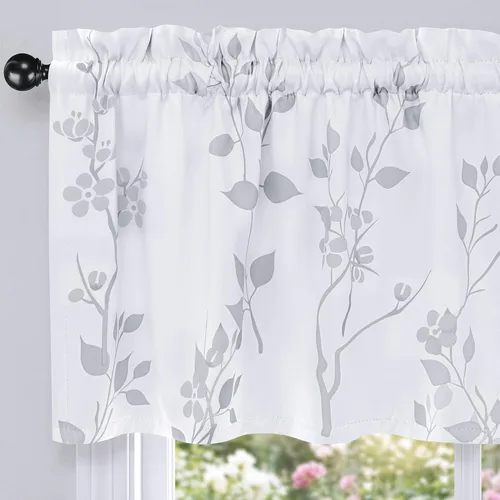 Miniatura 23 de Beauoop Cortinas Florales 100% Opacas de 54 Pulgadas de Largo, 2 Paneles para Dormitorio, Sala de Estar, Azul Gris y Blanco con Patrón de Flores