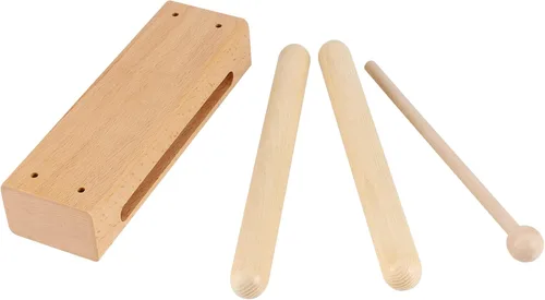 Miniatura 6 de Juego de 2 instrumentos musicales de bloques de madera con mazo, bloques de ritmo de madera maciza para crear un tono fuerte y resonante