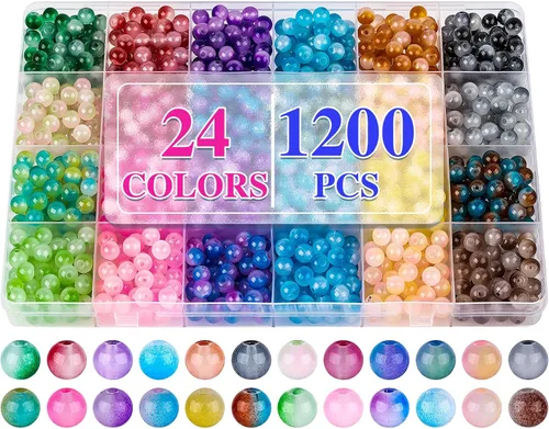 Miniatura 11 de XSEINO Juego de aproximadamente 7200 cuentas de vidrio de 0.236 pulgadas para hacer pulseras, 144 diseños surtidos, serie de colores especiales