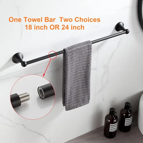 Miniatura 3 de BGL Juego de accesorios de baño Negro mate Barras de toallas de baño ajustables y expandibles Accesorios de baño Juego de toalleros 8 piezas Montaje