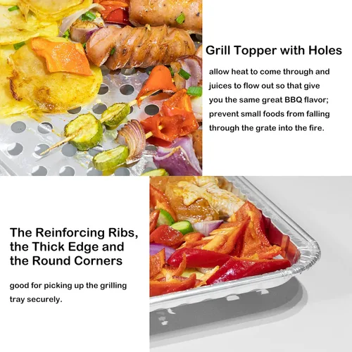Miniatura 3 de Paquete de 15 bandejas desechables de papel de aluminio para parrilla, forros de rejilla para parrilla, accesorios para parrilla de barbacoa