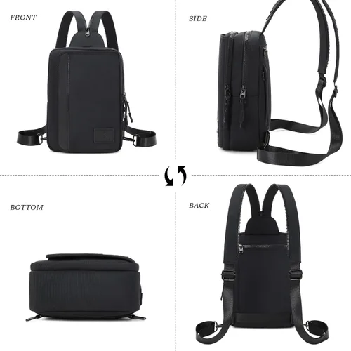 Miniatura 8 de MYHOZEE - Bolsa para colgarse, mochila con bandolera, bolso - 2 en 1 de nailon con bolsillo para pañales con toallitas, bolsillo para botella