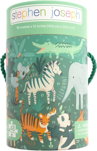 Miniatura 4 de Stephen Joseph, Rompecabezas educativo con bote, rompecabezas de animales de 48 piezas, rompecabezas de animales de aprendizaje para niños de 3 a 5