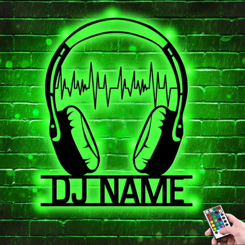 Letrero de neón personalizado para reproductor de DJ, nombre personalizado, auriculares, reproductor de disco DJ, letrero de luz LED de metal,