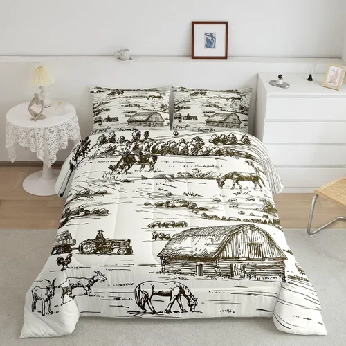 Miniatura 25 de Erosebridal Western Cowgirl Twin Bedding Set Western Cowboy Comforter Set for Kids Girls Horseshoe Boots Southwestern Comforter Wild West Cactus