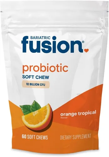 Bariatric Fusion Bariatric Probiotic Soft Chews | Vitamina bariátrica masticable de sabor tropical naranja | Bacillus Coagulans 10 mil millones de