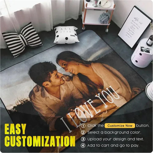 Miniatura 2 de Alfombra personalizada con logotipo para dormitorio, alfombras personalizadas añade tu propia foto y texto, alfombra de área personalizada