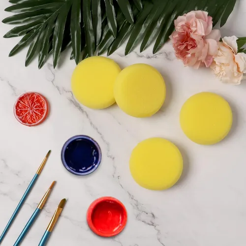 Miniatura 6 de Paquete de 24 esponjas redondas de 2.8 pulgadas, esponjas de pintura amarillas, esponjas de cerámica, esponjas de pintura para pintura