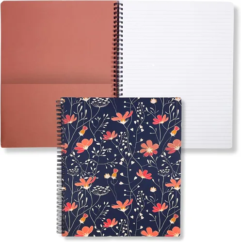 Miniatura 12 de Steel Mill & Co - Cuaderno de espiral grande con rayas universitarias, 11" x 9.5", tapa dura y 160 páginas forradas, diseño floral rosa