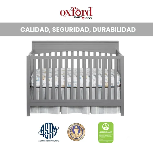 Miniatura 5 de Oxford Baby Harper - Cuna convertible 4 en 1, gris paloma, certificado GreenGuard Gold