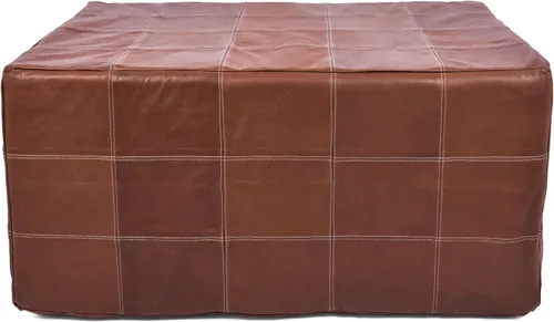 Miniatura 21 de Marrakesh Gallery - Funda de puf marroquí, otomana redonda y grande de piel, decoración bohemia para sala de estar, reposapies, sin relleno