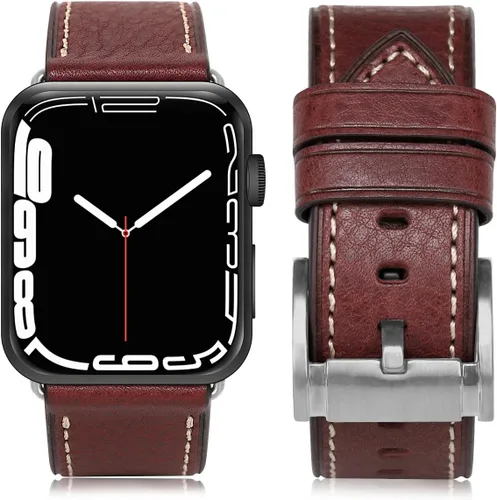 Miniatura 25 de HUAFIY Compatible para Correas de Apple Watch 42mm 44mm 45mm 46mm 49mm 38mm 40mm 41mm, Correa de Cuero Genuino para iWatch Serie 11/10/9/8, 7, 6, 5
