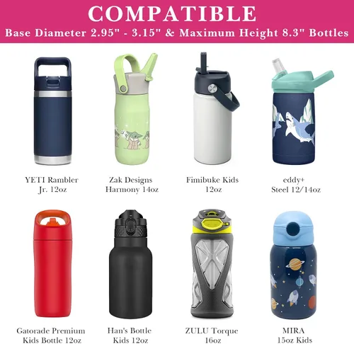 Miniatura 4 de Linkidea Portabidón de agua EVA con correa compatible con YETI Rambler Jr. 12 onzas, MIRA Kids 15oz, Gatorade Premium Kids Bottle 12oz, soporte