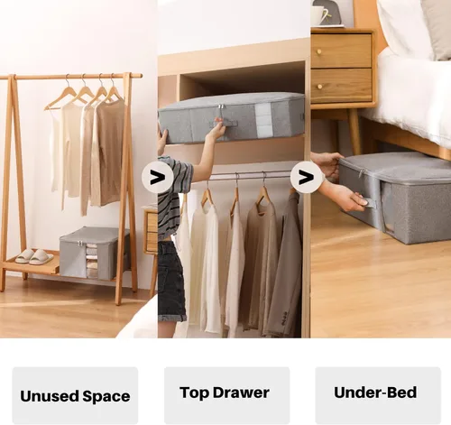 Miniatura 8 de Almacenamiento debajo de la cama con ventana transparente/tela resistente 600D, bolsas de almacenamiento debajo de la cama para ropa, ropa, manta