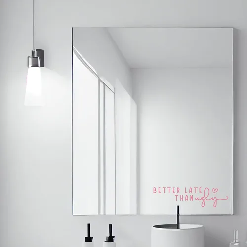 Miniatura 2 de 2 calcomanías de espejo con texto en inglés «Better Late Than Fey», calcomanías de vinilo para pared, buena idea de regalo, decoración de habitación