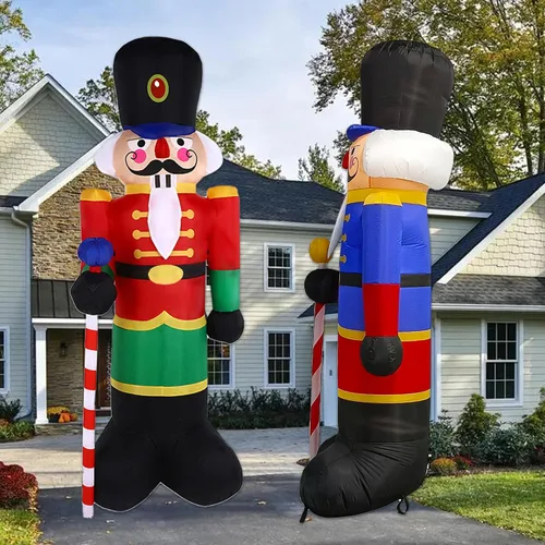 Miniatura 8 de Paquete de 2 soldados cascanueces de 8 pies para decoración de porche inflable de Navidad para decoración al aire libre, patio, jardín, césped