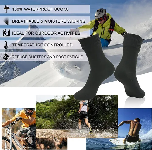 Miniatura 4 de RANDY SUN Calcetines impermeables, calcetines unisex para senderismo, vadeo, trail running, kayak, tipo crew