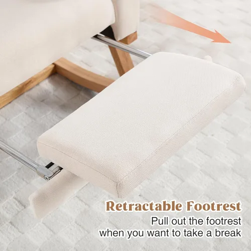 Miniatura 4 de HCHAIRH Mecedora para cuarto de bebé, sillas mecedoras de lactancia con reposapiés para mamá, silla mecedora con reposapiés y respaldo alto