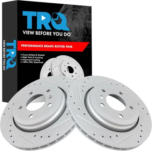 Miniatura 156 de TRQ Juego de rotores de freno de rendimiento trasero con revestimiento G premium compatible con Mazda 6 2014-2021