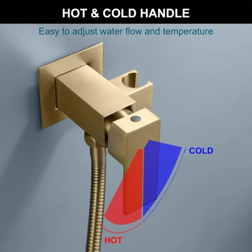 Miniatura 3 de SHAMANDA - Pulverizador de bidé de agua caliente para inodoro con válvula de montaje en latón caliente y fría, juego de accesorio de bidé manual