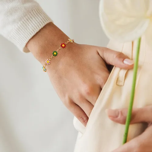 Miniatura 3 de MTMY Pulsera de cadena de oro para mujer, chapada en oro de 14 quilates, delicada, con cadena ajustable, bonita pulsera de oro de moda