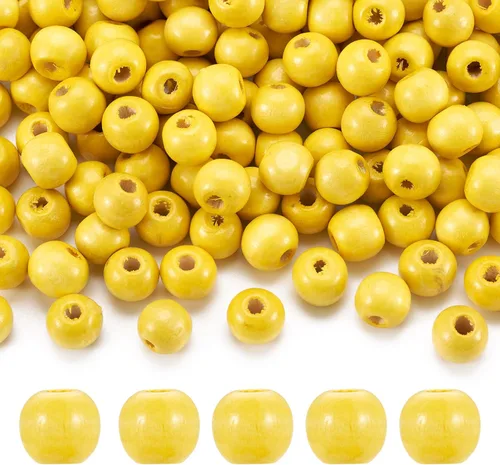 Miniatura 22 de Craftdady 200 cuentas espaciadoras redondas de madera natural negra de 0.394 pulgadas (0.394 in), cuentas sueltas para manualidades, joyería