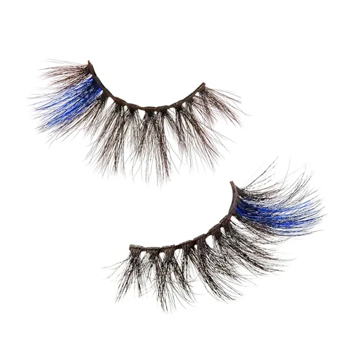 Miniatura 2 de iENVY - Pestañas postizas de imitación de visón de color, pestañas de colores mixtos, máxima esponjosidad y volumen, pestañas postizas (tinte azul)