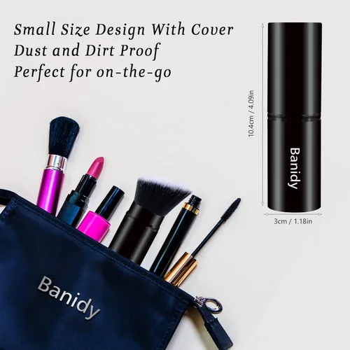 Miniatura 7 de Brocha de maquillaje Kabuki para la cara, retráctil, cepillo Kabuki de viaje, portátil, impecable para base, rubor en polvo, bronceador, pulido