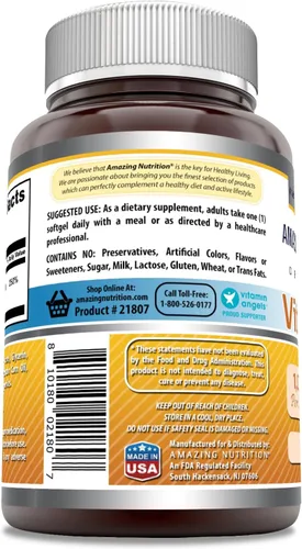 Miniatura 3 de Amazing Formulas Suplemento de vitamina D3 1000 UI 240 cápsulas blandas Sin OMG Sin gluten Fabricado en Estados Unidos