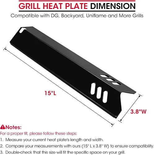 Miniatura 2 de Unicook Cubiertas para quemadores de parrilla de 15 pulgadas de largo x 3.8 pulgadas de ancho, compatibles con Dyna-Glo DGF510SSP, DGF493BNP, placas